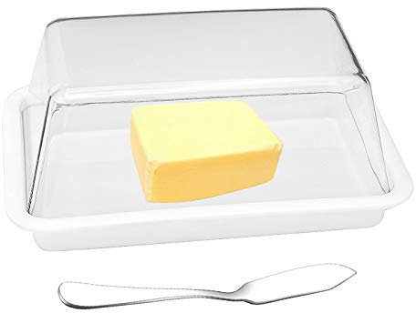 e!Orion Mantequera de plástico con Cuchillo esparcidor de Mantequilla, Bandeja de Almacenamiento Duradera para Mantequilla