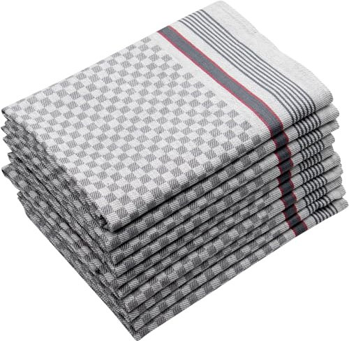 ZOLLNER 10er Set Geschirrtücher, 50x100 cm, Baumwolle, grau kariert