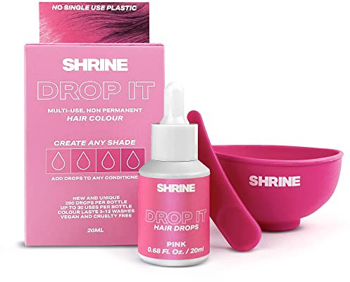 Shrine Drop It PINK Hair Dye Drops | Semi-Permanent Vegan Customisable Hair Colour | Mix with Conditioner | Cruelty-Free Temporary Hair Dye