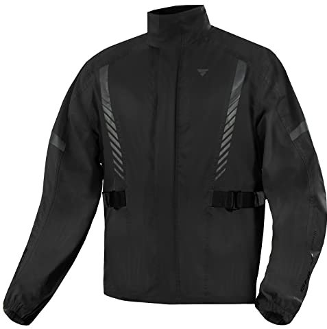 SHIMA Hydrodry+ Veste imperméable - Veste extérieure de moto, unisex, avec col haut, réglage de la largeur, panneaux réfléchissants, pour combinaison 2 pièces (M, Noir)