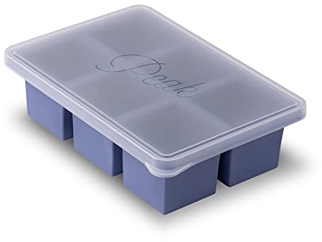 W&P Cup Cubes Silicone Freezer Tray with Lid, Blue, Makes 6 Perfect 1-Cup Portions, Freeze & Store Soup, Broth, Sauce, Leftovers, Dishwasher Safe