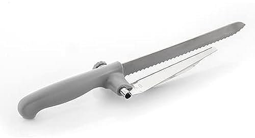 InnovaGoods® Couteau à pain avec guide de coupe réglable Kutway lame en acier inoxydable, manche ergonomique, guide ajustable, couleur blanc et vert, design original et pratique, base antidérapante.