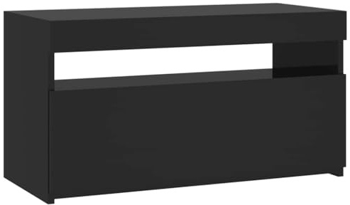 vidaXL TV Schrank mit LED-Leuchten Lowboard TV Möbel Tisch Board Sideboard Fernsehtisch Fernsehschrank HiFi-Schrank Schwarz 75x35x40cm