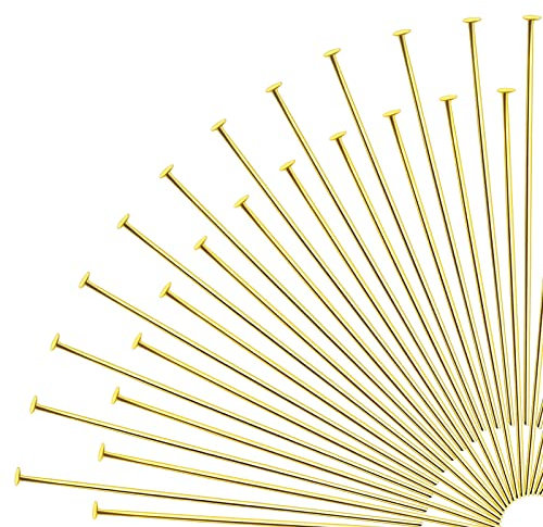 TOAOB 200 Stück 50mm Nietstifte Kettelstifte Prismenstifte Gold Messing für DIY Schmuckherstellung