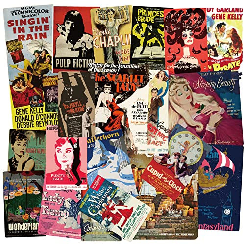 100 Pcs Film Poster Stickers, Famous Movie Classic Clips Images Stickers for Scrapbook, Notebook, Bicycle