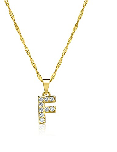 Zelaro Halskette Damen mit Buchstaben | Kette Gold & Kette Silber mit Zirkonia Buchstaben Anhänger Kette mit Buchstaben Geschenk für Frauen Geburtstag | Verstellbare Halskette in Gold