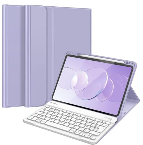 FINTIE Clavier pour iPad Air 11 Pouces M3/M2 (2025/2024), iPad Air 5/4 10.9 Pouces (2022/2020), Clavier AZERTY sans Fil, Housse Multipositions avec Rangement de Stylet, Mauve