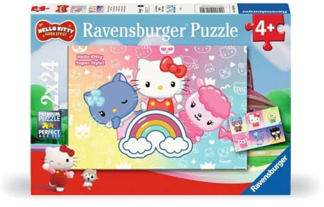 Ravensburger Puzzle Hello Kitty Die besten Freunde - 2x24 Teile Puzzle ab 4 | 2x24 Teile Hello Kitty Puzzle, Kinderpuzzle ab 4 Jahre, Ravensburger Qualität