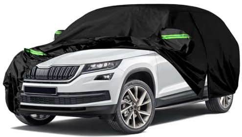 Autoschutzhülle Auto Abdeckung Geeignet für Skoda Kodiaq 2016-2023, Autoabdeckung Auto Abdeckplane mit Türreißverschluss Schloss und winddichten Bändern für Sonne Schnee Regen Staubschutz
