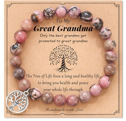 Cupimatch Bracelet en Pierre Naturelle Femme,Bracelet Arbre de Vie - Cadeaux d'anniversaire Grand-mère,Cadeau Noël Femme