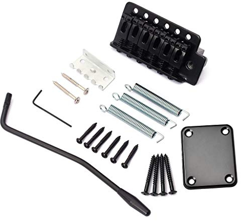 Ogdni 52.5mm (2-1/16 inch) Vintage ST Guitar Tremolo Bridge 6-Screw Assembly with 36mm Steel Block for Fender Squier/Mexico Strat Stratocaster Electric Guitar Replacement (Black)