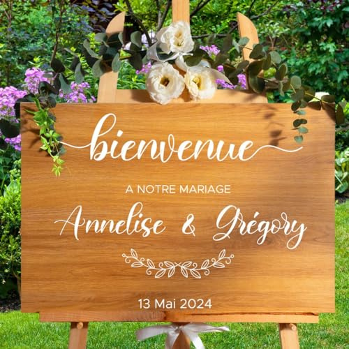 Autocollant Personnalisé Panneau Mariage, Stickers Bienvenue, Décoration Artisanale Pour Mariage (Style A, 50cm)