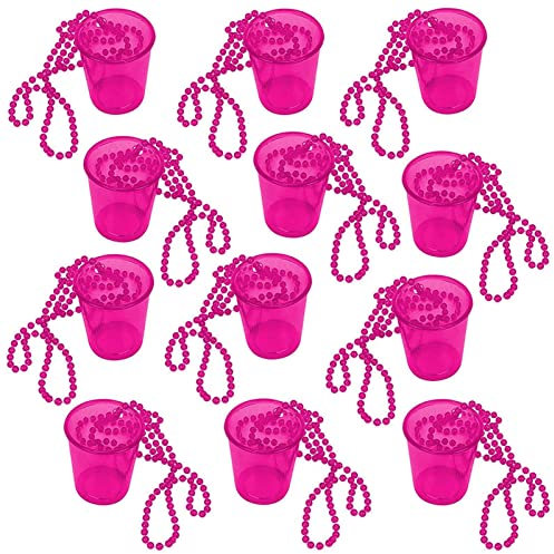 Cup Necklaces | Fun 12 Beaded Necklace Shot Glass Necklaces | Bachelorette Shot Glass Necklaces | Shot Glass Favors for Adults and Teens Gifts, Wedding Supplies