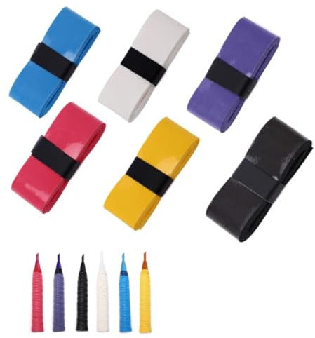 HRLORK 6 Pcs Racket Grip Racquet Grip Tape for Tennis Badminton Anti-Slip Multicoloured Replacement Unisex Racket Overgrip Tape
