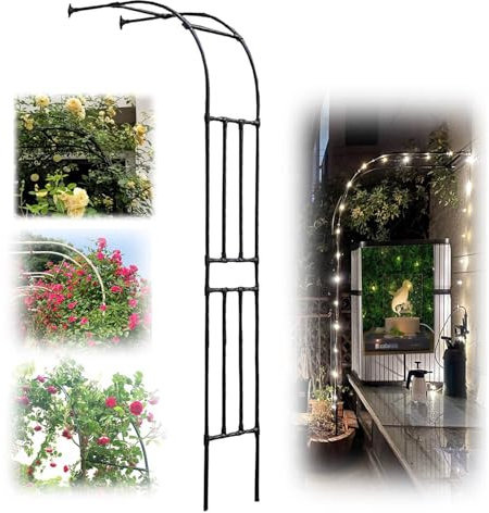 Arche de Jardin Demi-côté, tonnelle de Jardin Robuste, Arche Rosier Cadre en Acier, Demi-Arc pour Plantes grimpantes, 60cm-300cm Intérieur/Extérieur Tonnelle Arches(Black,W120xH240cm)