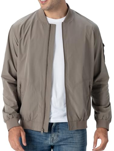 Rdruko Bomberjacke Herren Blouson jacke Übergangsjacke Leichte Fliegerjacke Herbst Male Freizeit Outdoor Jacken-Khaki XL