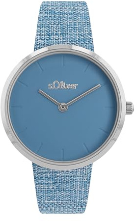 s.Oliver Armbanduhr Damen Quarzuhr Analog, mit Leder Armband, Schwarz, 5 bar Wasserdicht, Kommt in Uhren Geschenk Box,