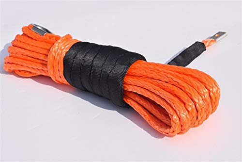 Synthetisches Windenseil-Set, 5/16 * 50ft orange Synthetisches Windenseil, ATV-Windekabel, Abschleppseil for Offroad-Autoteile für Geländewagen, LKW, SUV, ATV, UTV