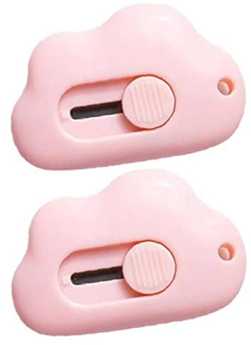 Yeehliny Cuttermesser Mini Box Cutter Paketöffner Papierschneider Allzweckmesser Tragbares Mini-Cutter Einziehbares Universalmesser Schreibwaren Messer für Pappe, Papier, Schachtel (2PCS/Rosa)