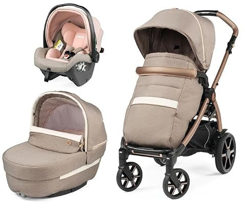 Peg Perego Book Modular – Cochecito 3 en 1 para Bebés 0-4 Años, Silla de Paseo Reversible, Capazo con Comfort System, Silla de Coche i-Size, Ruedas Soft Ride, Colchón Fresco Jersey, Mon Amour