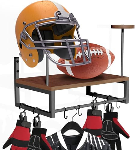 CASDUCT Support Casque Moto, Porte Casque Moto Mural pour Accrocher Le Casque et la Veste de Moto au Mur,Avec une planche de bois monocouche，pour ranger vos accessoires de moto