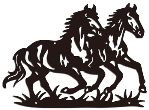 WADORN Wanddekoration Aus Metall Mit Pferd Metall Wandskulptur „Laufendes Pferd“ Zum Aufhängen Schilder Westernpferd Wandskulptur Statuen Dekoration Für Zuhause Bauernhaus Garten 28x38cm Hahn