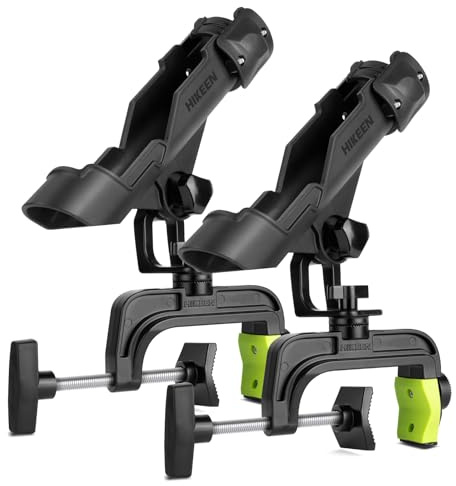 Fishing Rod Holders for Boat, Upgraded Fishing Pole Holders with Enlarge Clamp for Most Rod, Adjustable Fishing Rod Rack Fit Round/Square Tubes(2Pack)
