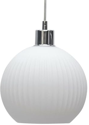 Betchley - White Ribbed Glass Globe Easy Fit Pendant Shade