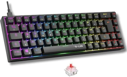 The G-Lab Keyz Titanium, mechanische Tastatur, 65% QWERTY, USB, Gaming-Tastatur mit rotem Switch, anpassbar, Anti-Ghosting, programmierbare Makros, für PC, PS4, PS5, Xbox, Schwarz