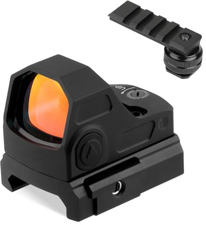 FOCUHUNTER Camera View Finder 1 x 21, 3 MOA and 10-Level Modes Settings for Telephoto Photography, 1500G's Shockproof IPX7 Waterproof Motion Awake with Hot Shoe Mount