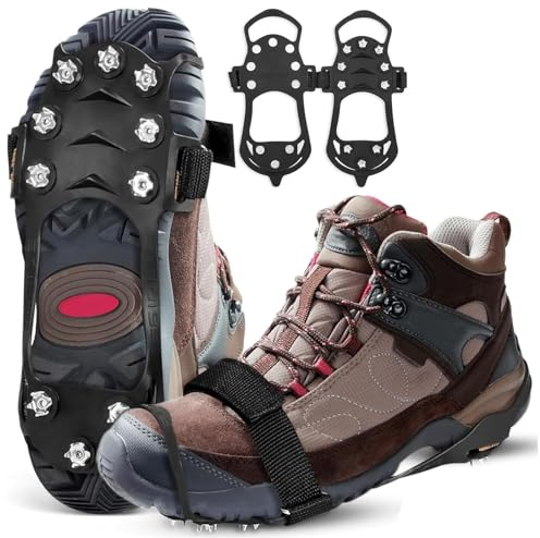 Spikes Schuhe Schuhkrallen für Winter, Schuhkrallen Steigeisen, Schuhkrallen Eisspikes Wandern, Anti Rutsch Schuhspikes für Grödeln Wander Joggen im Winter Damen Und Herren