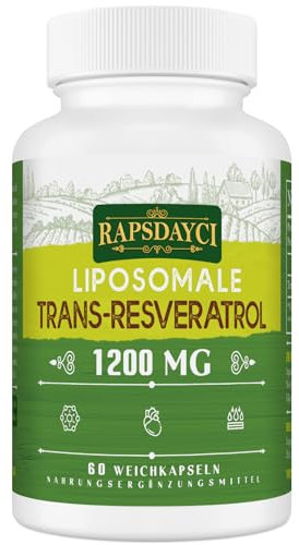Resveratrol 1200 mg je Portion, Trans-Resveratrol aus japanischem Staudenknöterich, Liposomales Trans-Resveratrol, hochdosiert, 60 Kapseln (1 Monat)