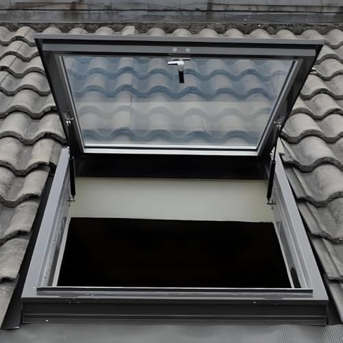 Fenêtre de Toit panoramique, fenêtres en Aluminium Multi-Angles, Double vitrage, Trappe de Toit pour Grenier/sous-Sol (L x l 90 x 85 cm)
