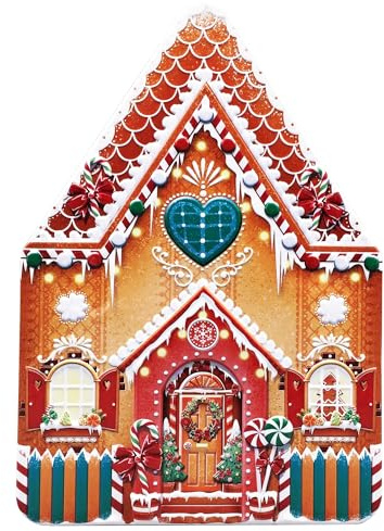 Home of Christmas Barattolo di Natale, contenitore per biscotti, latta, per biscotti e pan di zenzero (casa di pan di zenzero 2,5 l / 22,9 x 15,9 x 7,8 cm)