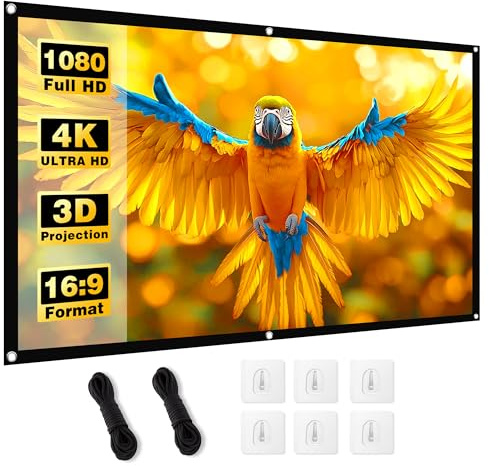 MgFjaka Écran de Projection 100 Pouces 16:9 HD - Portable Pliable Extérieur pour Vidéoprojecteurs Écran, Double Face Anti-Plis Projection pour Cinéma Maison Commercial Fête, Projector Screen 221x125cm