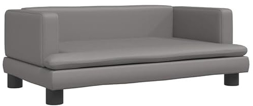 Kindersofa Grau 80x45x30 cm aus Kunstleder – Robustes Kiefernholz & Kunststoff – Perfekt für Kinderzimmer & Wohnzimmer – Leicht zu reinigen & langlebig