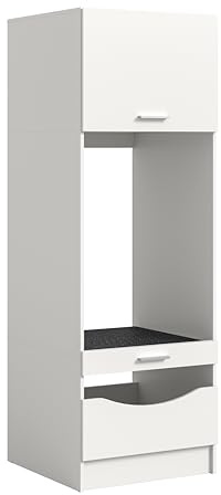 xonox.home – Waschmaschinenschrank Free 66x195x68 cm in weiß Nachbildung – Hochschrank für Waschmaschine & Trockner – Moderner Badschrank mit viel Stauraum – ideal für Bad & Hauswirtschaftsraum