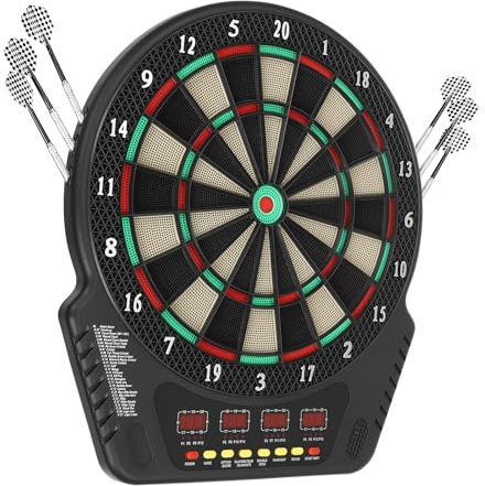 BAOCHADA Elektronische Dartscheibe Set,Elektronische Dartscheibe mit 6 Dartpfeile & 24 Ersatzspitzen und LED-Anzeigen,27 Spiele Profi E-Dart Board für Hause Partys Garten Bar 1-16 Spieler