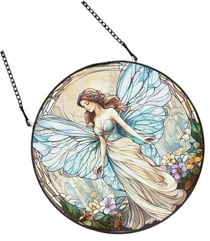 YTtkku Indoor And Outdoor Acrylic Suncatchers With Painted Flower Fairies Design Colorful Ornament For Wall Hanging Decoration Indoor And Outdoor Decors