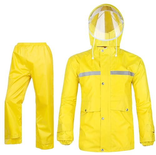 Generisch Tuta antipioggia da uomo e donna, riflettente, impermeabile, per moto, per attività all'aria aperta, 2 pezzi, impermeabile e pantaloni antipioggia, antivento, abbigliamento da pioggia