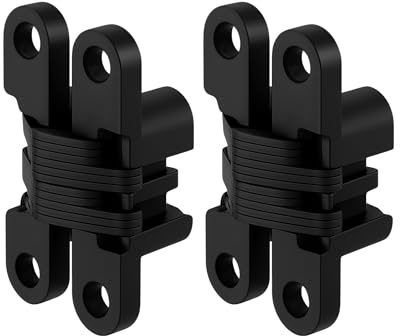 Gedotec Einbohrband schwarz – 2 Stück Türscharnier aus Metall 45 x 12 mm – Einbohrscharnier VICI vernickelt gebürstet – Möbelscharnier 180° Öffnungswinkel – für Möbeltüren