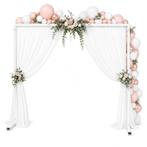 Telaio per arco nuziale, 2 x 2 m, autoportante, rettangolare, a forma di cuore, supporto per palloncini, portata massima 10 kg, tubo quadrato da 25 mm, riutilizzabile per matrimoni, feste