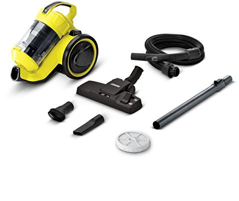 Kärcher Aspiradora de trineo VC 3, compacta, depósito 0,9 l, rango de acción 7,5 m, filtro HEPA 12, manguera telescópica, 2 boquillas, cepillo móvil, filtro, manguera de aspiración 1,5 m