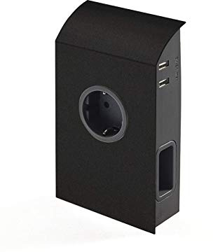 SOTECH Anbausteckdose 1 x Schukosteckdose / 2 x Eurosteckdose / 2 x USB | schwarz inkl. Stecker Unterbausteckdose Steckdosenelement
