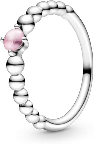 Pandora Sterling silver ring with petal pink crystal
