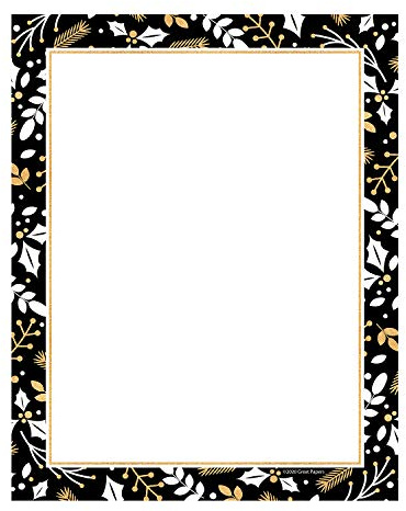 Great Papers! Black And Faux Gold Holiday Letterhead / 80 Elegant Winter Printer Paper Sheets / 8.5 x 11 Beautiful Christmas Stationery