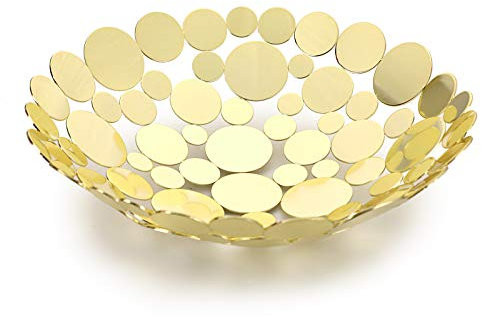 SumnaCon Ciotola da banco in metallo per frutta – Cucina & Tavolo da pranzo Display Basket – Oro