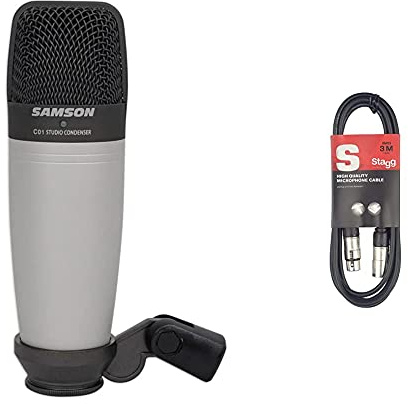 Samson C01 Studiomikrofon & Stagg Mikrofonkabel 3 Meter - 1x XLR Male - 1x XLR Female, Black