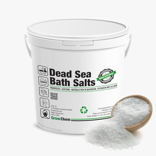 Grow Chem Dead Sea Salt (1KG Bucket) Pure, Rich Mineral Bath Salts for Skin | Genuine, Unrefined Dead Sea Bath Salts packed with Pure Minerals Including Magnesium For Skin Soothing, Sleep and Relaxation