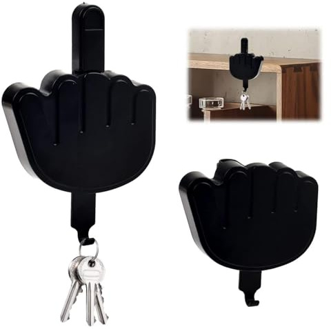 KOMUNJ Porte-clés à doigt moyen porte-manteau autocollant, porte-clés autocollant sans perçage pour décoration d'entrée porte cuisine chambre à coucher